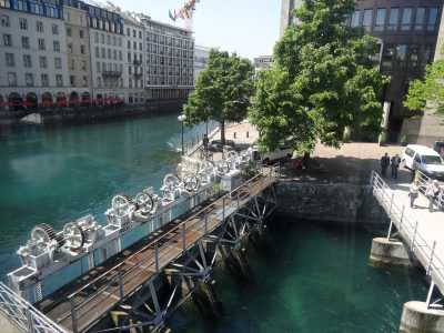 Look on Old Water Power Station from building of The Pont de la Machine